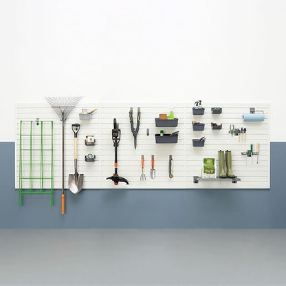 TRINITY 48 Sq Ft Modular Slatwall Panels Kit, Garage Organization and Storage System, Includes 24 Garage Organizer Accessories, 3600 lb Total Capacity, White PVC, Stud Mount Hardware Included