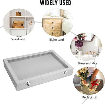 Rings Organizer Tray 100 Slot Velvet Ring Earring Storage Box TranSparent Cover Jewelry Store Ring Display Box Jewelry Display Cabinet for Girl Wife Mother