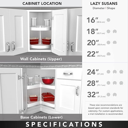 Rev-A-Shelf 24" Pie-Cut Lazy Susans 2-Shelf, White