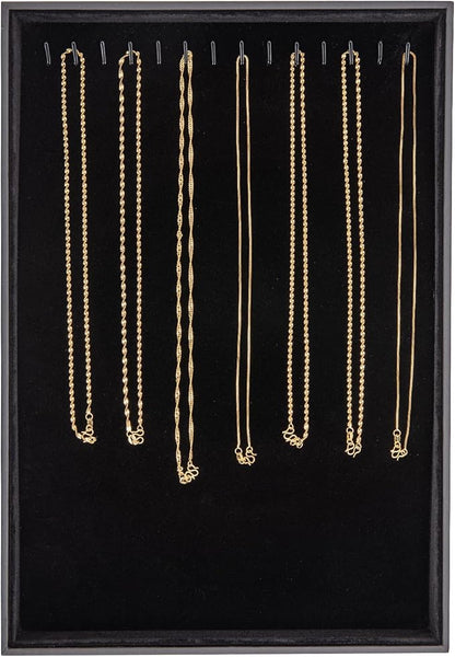 Polmart Stackable Necklace & Jewelry Organizer/Storage/Display Trays, Black Velvet (2-Pack)