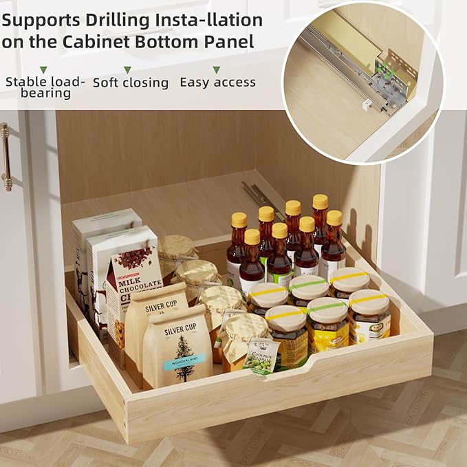 Pull Out Drawers for Cabinets, 19½” W x 21” D Soft Close Slide Out Drawers for Kitchen Cabinets, Cabinet Pull Out Shelves Requires At Least 20½” Cabinet Opening
