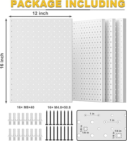 Ultrawall Metal Pegboard Panels, Pegboard Wall Organizer, Peg Boards for Wall, Garage Tool Storage Organization, 12"X16", 4pcs, Gray
