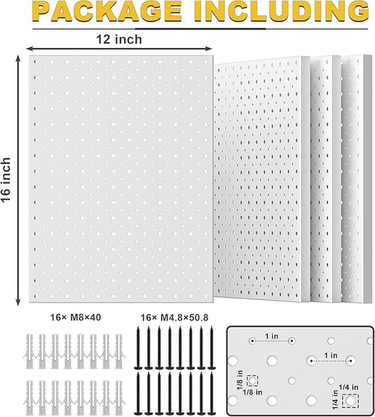 Ultrawall Metal Pegboard Panels, Pegboard Wall Organizer, Peg Boards for Wall, Garage Tool Storage Organization, 12"X16", 4pcs, Gray