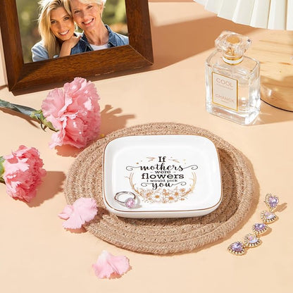PUDDING CABIN Mothers Day Gifts for Mom Jewelry Dish If Mothers Were Flowers I Would Pick You Present for Step Mom Stepmom New Bonus Stepmother Birthday Wedding Christmas