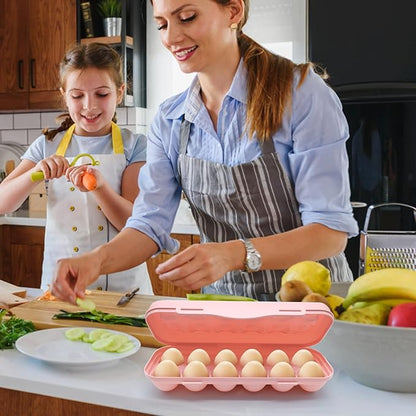 2 Pieces Egg Container For Refrigerator, 12 Grid Egg Storage Box with Lid, Stackable Plastic Egg Holder Tray for Kitchen Restaurant