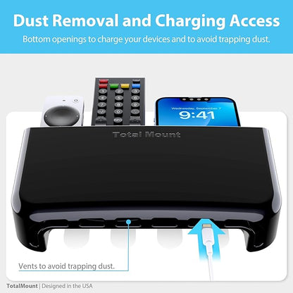 TotalMount Hole-Free Remote Holder – Eliminates Need to Drill Holes in Your Wall (Premium Black Holder for 3 or 4 Remotes)