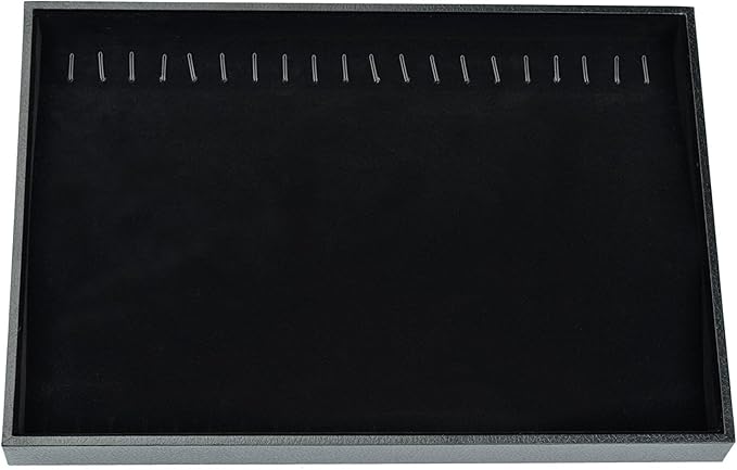 Stratalife Necklace Organzier Stackable Jewelry Tray Large Necklace Holder Organzier Velvet Jewelry Display for Selling Necklace Storage for Women Girls (Black)