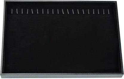Stratalife Necklace Organzier Stackable Jewelry Tray Large Necklace Holder Organzier Velvet Jewelry Display for Selling Necklace Storage for Women Girls (Black)