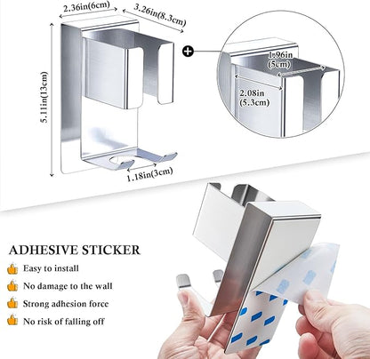 LOXSUN Hair Straightener Holder Wall Mount Curling Iron Holder, Blow Dryer Holder Wall Mounted, Adhesive Hair Dryer Holder, Hair Tools Organizer Storage for Bathroom Vanity (1, Silver)