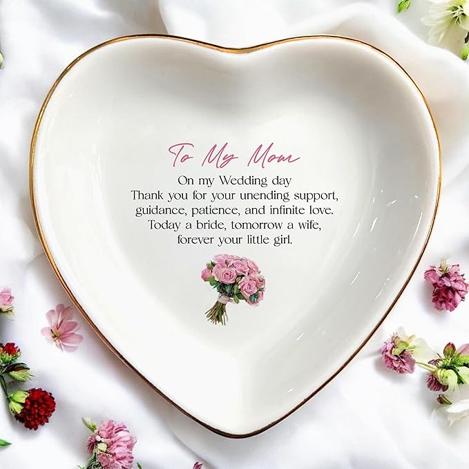 Clover89 To My Mom Ring Dish Gifts-Mother's Day Gifts for Mom From Daughter-Ceramic Ring Dish Jewelry Tray,Birthday,Wedding,Engagement,Christmas,Thanksgiving Day Gifts for Mother