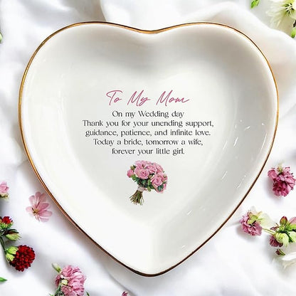 Clover89 To My Mom Ring Dish Gifts-Mother's Day Gifts for Mom From Daughter-Ceramic Ring Dish Jewelry Tray,Birthday,Wedding,Engagement,Christmas,Thanksgiving Day Gifts for Mother
