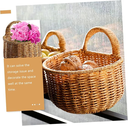 Woven Storage Basket for Kitchen Hanging and Garlic Organizer Wall-mounted Container for Clutter Spaces Neat Sundries Storage and Design