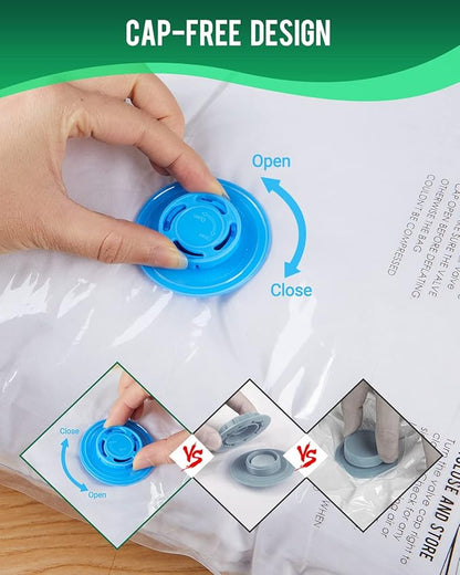 6 Pack Jumbo Vacuum Storage Bags (40"x28"), Reusable Vacuum Sealer Compression Space Saver Bag for Clothes, Mattress, Blanket, Duvets, Pillows, Comforters, Quilt, Travel (Pump Not Included)
