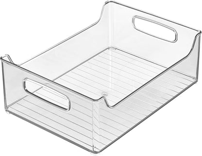 iDesign Stackable Storage Bin with Handles for Pantry or Fridge, Clear, Made in USA