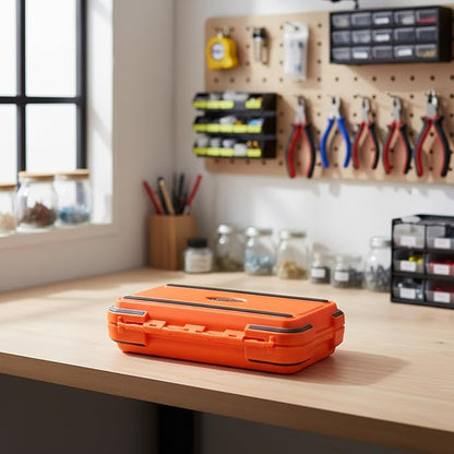 Small Parts Organizer with Dividers, 30-Compartments Hardware Tool Storage Box, Waterproof Seal & Locking Parts Organizers Case for Nail Screws, Nuts, Bolts, Orange