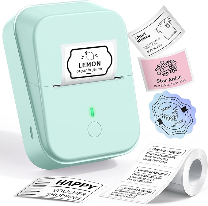PM260 Label Maker Machine with Tape, 2 Inch Label Maker Bluetooth Label Printer, Inkless Portable Labeler for Home, Kitchen, School, Office Organization, Green