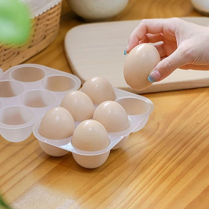 6 Egg Grid Storage Container - Plastic Eggs Holder With Handle, Outdoor Egg Carriers For Kitchen & Restaurants