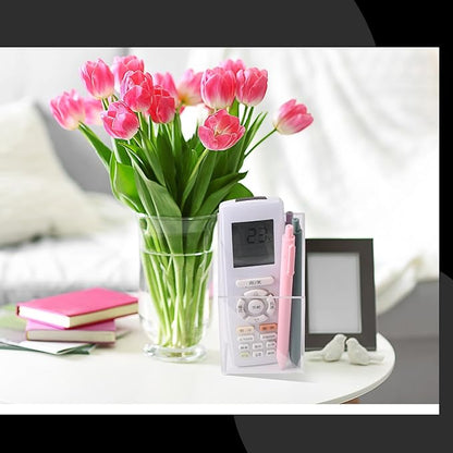 4 Pieces Acrylic Remote Control Holder Clear Wall Mount Media Organizer Single Compartment Pen Holder for Wall Pencil Holder TV Remote Holder Wall Mount Storage Box for File Makeup Marker Brush Phone