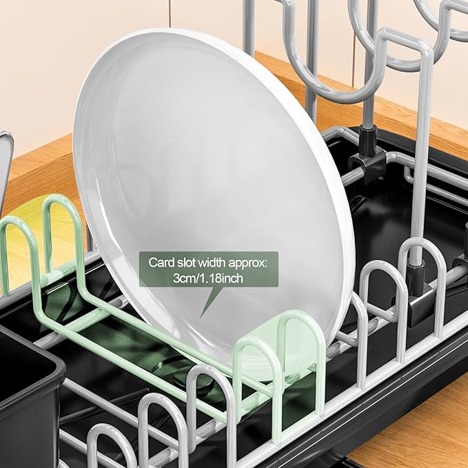 SOVGIZF Compact Dish Drying Rack with Utensil Holder – Small Countertop Dish Drainer with 360° Rotating Drain Spout, Stainless Steel Dish Rack for Kitchen Sink, Space-Saving Design for Small Kitchen