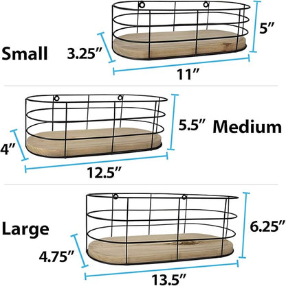 Blue Donuts Set of 3 Wire Baskets for Storage Wall Mount - Stackable Wire Baskets for Organizing, Hanging Wire Basket for Living room, Bathroom, Kitchen, Pantry, Wire Fruit Basket, Black Wire Basket