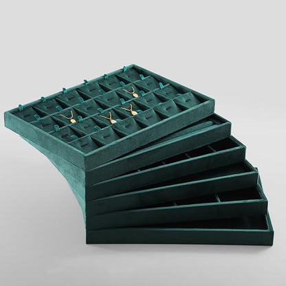 Earrings Organizer For Women, Velvet Jewelry Trays，Premium Rock Organizer,Luxury Earring Storage,Green Earring Case