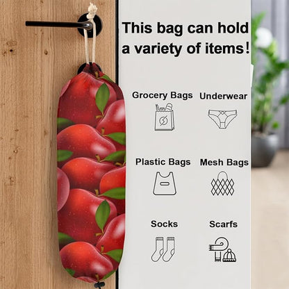 Apples Fruits Plastic Bag Holder - Garbage Shopping Trash Bags Carrier Organizer Dispenser Grocery Bag Storage Holder for Kitchen Closet Pantry Laundry