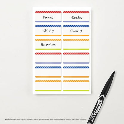 Avery No-Iron Fabric Name Labels, Playful Stripes Preprinted Designs, Handwrite-Only, 2-Pack, 48 Preprinted Labels (21959)
