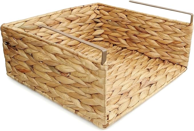 Under Desk Water Hyacinth Storage Baskets, Pantry Organizers and Storage, Wicker Shelf Organizer Basket, Under Cabinet Tea Bag Organizer, Under Sink Organizer