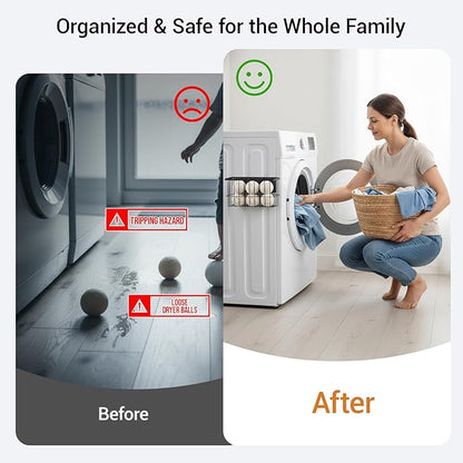 2 Pcs Magnetic Basket Fridge Dryer Ball Holder for Laundry Room Organization and Storage, Magnetic Lint Bin Home Organization for Laundry Room, Kitchen & Office Class School (Black, L&XL-2pcs)