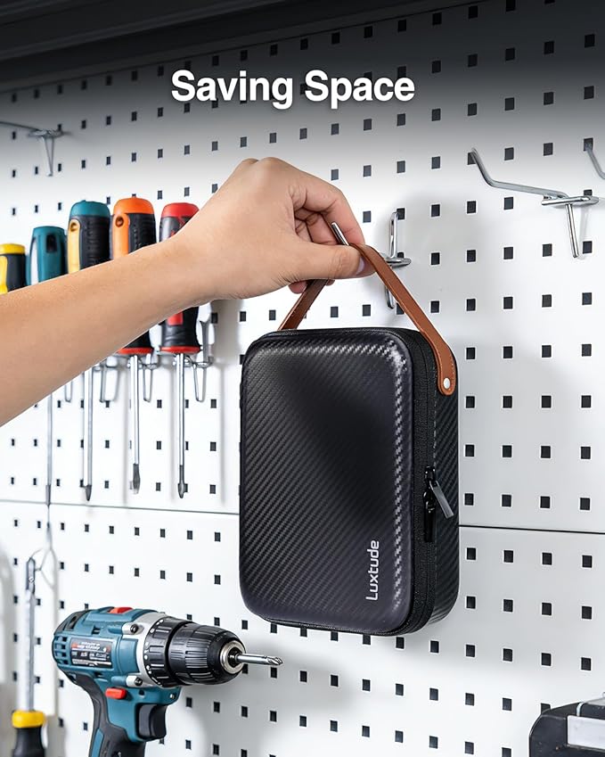 Luxtude Small Battery Organizer Storage Case with Tester, Hard Batteries Storage Holds 61, Portable Batteries Case Organizers, Drawer Caddy & Daddy (Black)
