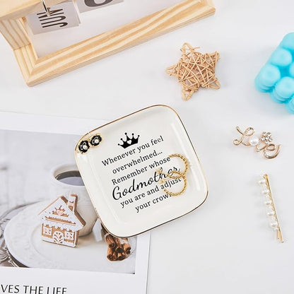 COZITED Godmother Gifts from Godchild, ...Remember Whose Godmother You Are... Gifts for Godmother Jewelry Dish Tray, Godmother Proposal Gift for Godmother Birthday Christmas Mothers Day