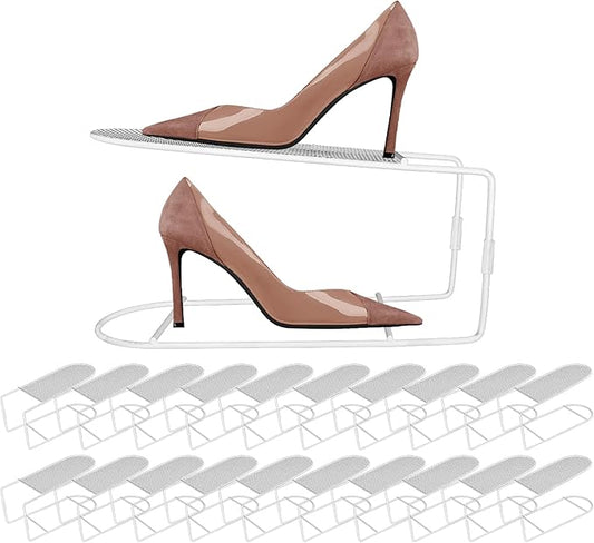 CiBiZi Shoe Slots Organizer 20Pack Metal Shoe Stackers for a Pair of Shoes Display Shelf Shoe Holder Shoe Storage Closet Organizers Shoe Space Saver Organizador de Zapatos White