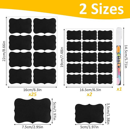 230 Pcs Labels for Jars, 2 Size Waterproof Chalkboard Labels for Food Containers, Storage Bins, Mason Jars, Reusable Blackboard Stickers with 1 Erasable Chalk Marker (Irregular Shape)