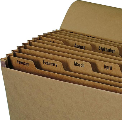 Smead Expanding File with Flap and Cord Closure, 12 Pockets, Monthly (Jan-Dec), Letter Size, Kraft (70186) (Pack of 5)