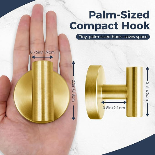 QQK Heavy Duty Suction Cup Hooks for Glass Window,Tile,Mirror,Removable Shower Hooks for Inside Shower,Metal Towel Hooks for Bathroom,4 Pack(Gold)