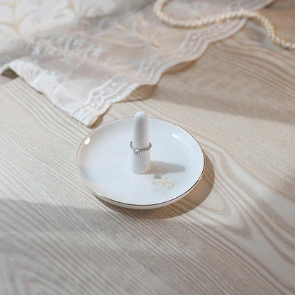 HOME SMILE Wifey Ring Holder, Bride Gifts for Wedding, Bridal Shower, Bachelorette Party, Engagement, Honeymoon-Valentine’s Day Anniversary Present from Husband Groom