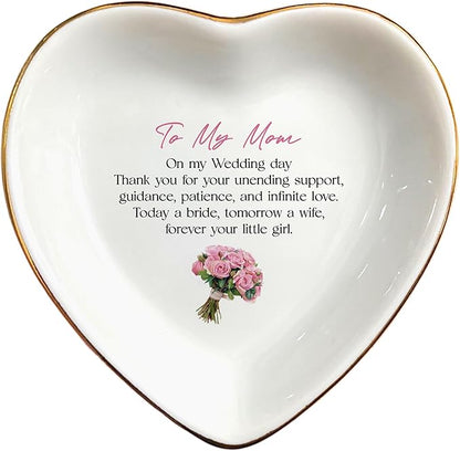 Clover89 To My Mom Ring Dish Gifts-Mother's Day Gifts for Mom From Daughter-Ceramic Ring Dish Jewelry Tray,Birthday,Wedding,Engagement,Christmas,Thanksgiving Day Gifts for Mother