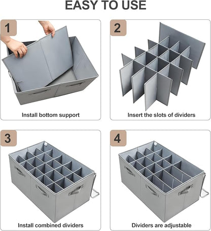 Shoe Organizer for Closet, Foldable Shoe Box with Adjustable Dividers and Clear Cover, Space Saving Shoe Storage Organizer Cabinet with Reinforced Handles, Fits 20 Pairs, Gray, TP10G