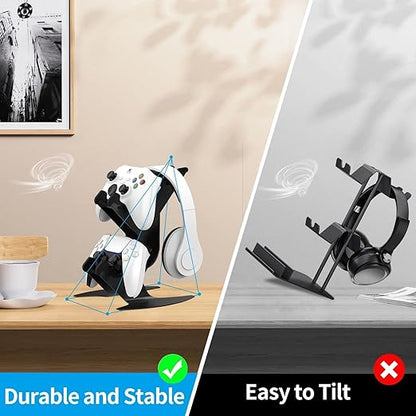 NBCP Controller Holder, Game Controller Rack Headset Stand for Xbox Series X S/Xbox one / PS5 / PS4 / NS/PC/Headset, Aluminum Metal Mount Universal Organizer for Video Game Accessories