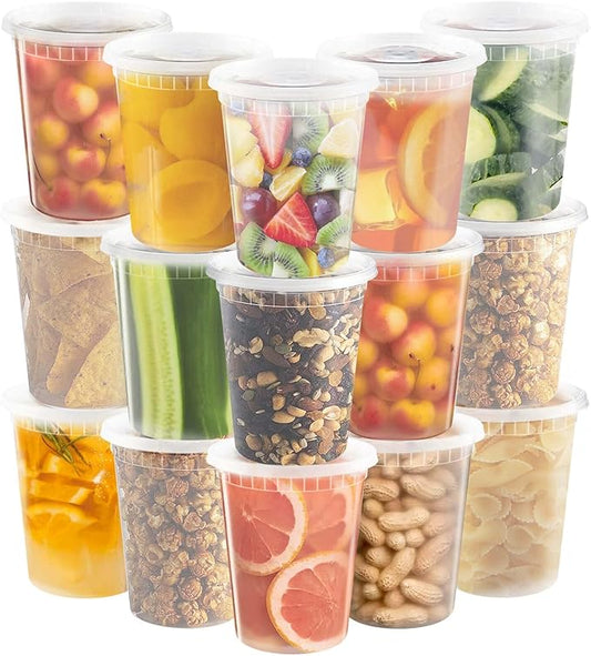 YUESING 40 Pack 32oz Deli Containers with Lids Food Storage Containers Plastic Deli Containers with Lids, Slime, Soup, Meal Prep Containers | BPA Free | Stackable | Leakproof | Dishwasher/Freezer Safe