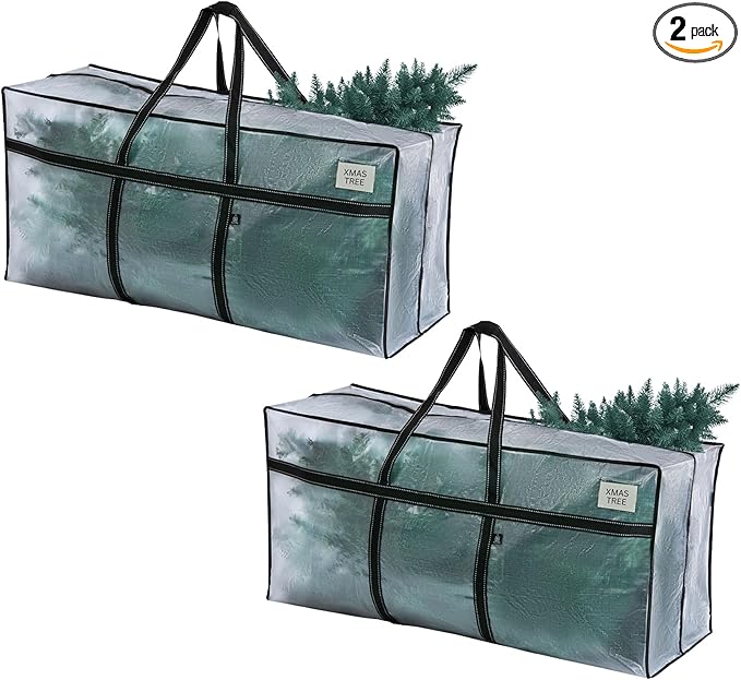 VENO 2 Pack Extra Large Moving Bags, Heavy Duty Storage, Moving Boxes, Large Storage Bins with Lids Alternative for College, Christmas Tree, Packing Supplies Essentials (Clear, 2 Pack)