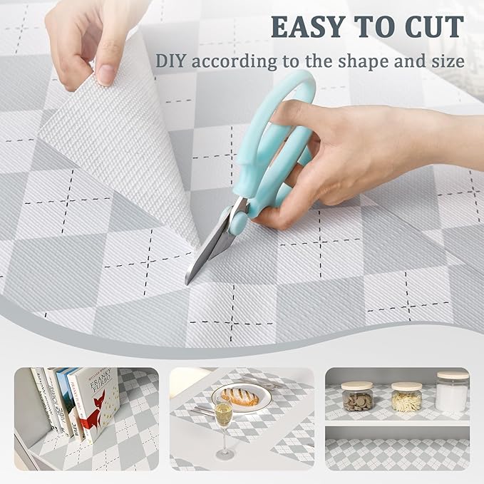 Shelf Liner for Kitchen Cabinets 24" x 360" Non-Adhesive Non-Slip Drawer Liners for Dresser, Waterproof Washable Paper, Durable Protector Mat for Pantry Shelves Cupboards, Light Grey