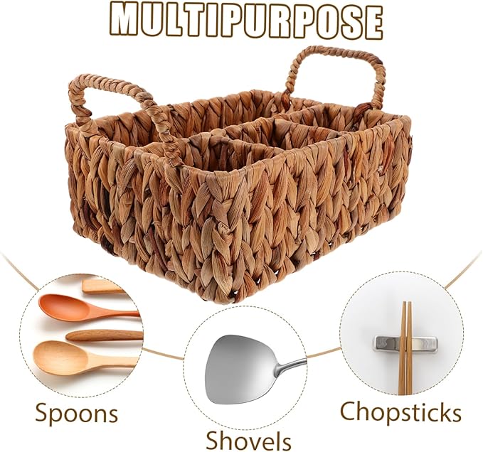 Alipis Organizing Pantry Baskets Woven Storage Holder for Cutlery Desktop Sundry Organizer Basket