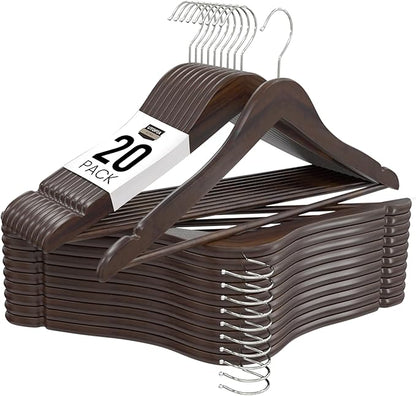 Utopia Home Premium Wooden Hangers 20 Pack - Durable & Slim Coat Hanger - Suit Hanger with 360-Degree Rotatable Hook - Wood Hangers with Shoulder Grooves (Vintage Color)