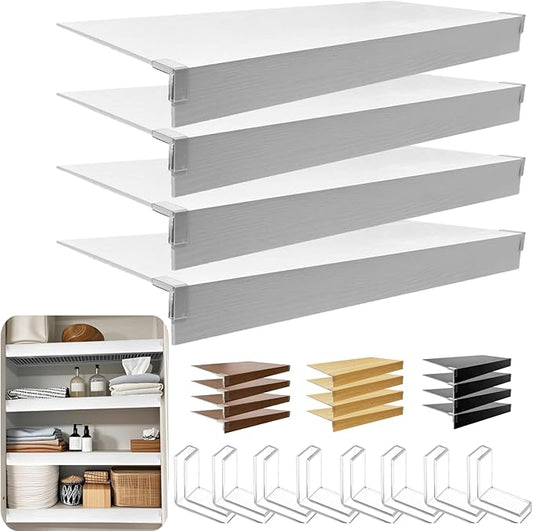 Wire Shelf Cover, Wire Rack Covers for Pantry,4 Pcs PVC Wood-Look Faux Wood Shelf Liners,35 x12 Inch,0.24 inch Thick for Home and Kitchen Organization