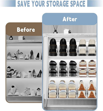 CiBiZi Shoe Slots Organizer 10Pack Metal Shoe Stackers for a Pair of Shoes Display Shelf Shoe Holder Storage Closet Organizers Space Saver Organizador de Zapatos White