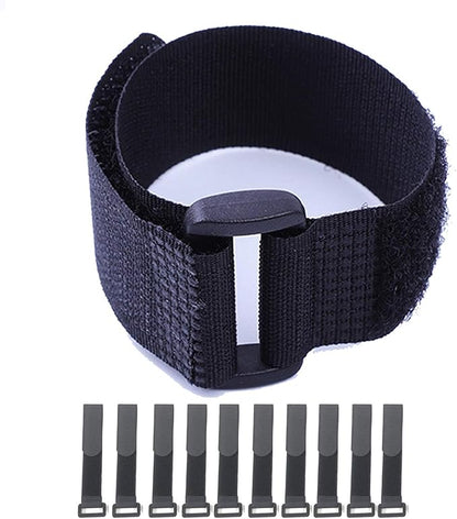 Fastening Hook and Loop Cable Straps,10Pack Black Self-Adhesive Cable Ties,Nylon Securing Straps with Buckles,Adjustable and Reusable Cinch Straps for Cords Organized and Tidy(1" x 12")