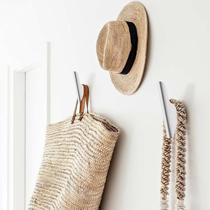 Wood Wall Hooks 4 Pack Coat Hooks Wall Mount White Wooden Hooks for Hanging Hat, Bag, Backpack, Rustic Coat Hooks for Wall, Wood Towel Hooks for Bathrooms and Entryway Hooks (White)
