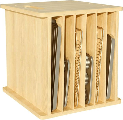 Sawjut 7 Tier Wooden Tray Dividers for Cabinets Cookie Sheet Organizer for Pot, Pans, Baking Tray Organizer for Kitchen Documents Storage(20" W x 16.5" H x 15.2" D)