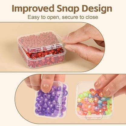 Bead Organizer Box, 62 Pcs Clear Bead Storage Containers, Craft Organizers and Storage with Hinged Lids and Labels, Small Plastic containers for DIY Jewelry, Seeds, Diamond Painting, Small Parts
